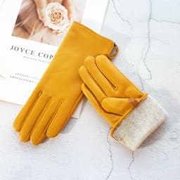 Color Sheepskin Gloves Women's Genuine Leather Fashion Straight Wool Lining Spring and Autumn Warm Outdoor Travel Driving