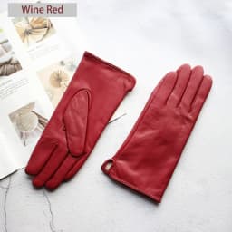 Color Sheepskin Gloves Women's Genuine Leather Fashion Straight Wool Lining Spring and Autumn Warm Outdoor Travel Driving