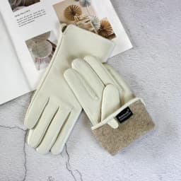 Color Sheepskin Gloves Women's Genuine Leather Fashion Straight Wool Lining Spring and Autumn Warm Outdoor Travel Driving