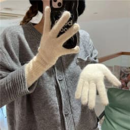 Striped Thermal Knitted Gloves Rabbit Fur Thickened Autumn Winter Warm Gloves Windproof Cold Resistant Knitted Gloves