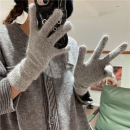Striped Thermal Knitted Gloves Rabbit Fur Thickened Autumn Winter Warm Gloves Windproof Cold Resistant Knitted Gloves