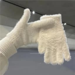 Striped Thermal Knitted Gloves Rabbit Fur Thickened Autumn Winter Warm Gloves Windproof Cold Resistant Knitted Gloves