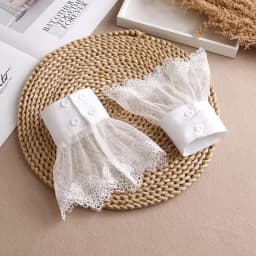 Women Flower Lace White Black Cuffs Detachable Fake Sleeves Wedding Bridal Gowns Accessories Sweater Cuff Decorative Accessories