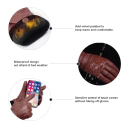 Men's 100% Sheepskin Leather Gloves High Quality Cashmere Lined Touchscreen Full Finger Mittens Winter Warm Gloves