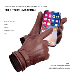 Men's 100% Sheepskin Leather Gloves High Quality Cashmere Lined Touchscreen Full Finger Mittens Winter Warm Gloves