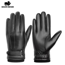 Men's 100% Sheepskin Leather Gloves High Quality Cashmere Lined Touchscreen Full Finger Mittens Winter Warm Gloves