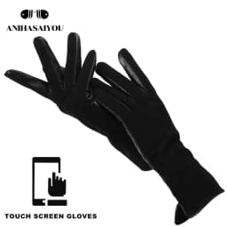 Fashion winter warm touch gloves genuine leather 50% genuine suede 50% women's leather gloves color long women's gloves -2008