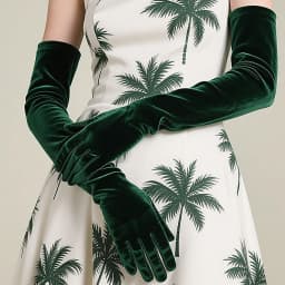 Elegant Velvet Solid 53cm Long GlovesWomen Fluffy Gloves Full Finger Evening Dress Etiquette Stage Performance Party Gloves