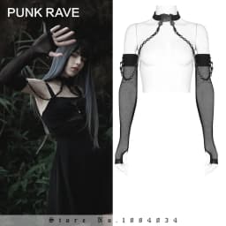 PUNK RAVE Women's Texture Gauze Three-dimensional Cutting Choker with Arm Sleeves Punk Handsome Elastic Long Gloves Accessories