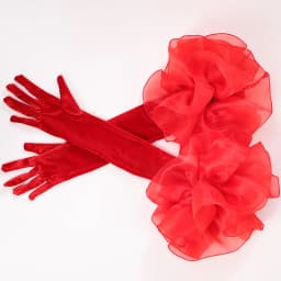 Women Burgundy Color Golden Velvet Mesh Ruffle Edge Long Aesthetic Gloves Etiquette Stage Performance Opera Wedding