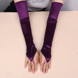 49CM Women Satin Hook Finger Long Fingerless Gloves Solid Retro Style Opera Elasticity Wedding Bride Cosplay Stage Performance