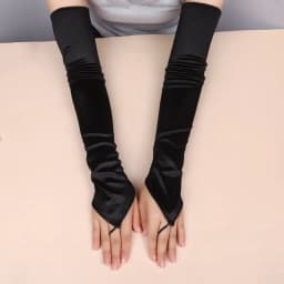 49CM Women Satin Hook Finger Long Fingerless Gloves Solid Retro Style Opera Elasticity Wedding Bride Cosplay Stage Performance