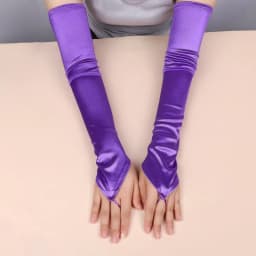 49CM Women Satin Hook Finger Long Fingerless Gloves Solid Retro Style Opera Elasticity Wedding Bride Cosplay Stage Performance