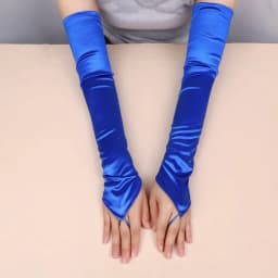 49CM Women Satin Hook Finger Long Fingerless Gloves Solid Retro Style Opera Elasticity Wedding Bride Cosplay Stage Performance