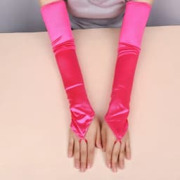 49CM Women Satin Hook Finger Long Fingerless Gloves Solid Retro Style Opera Elasticity Wedding Bride Cosplay Stage Performance