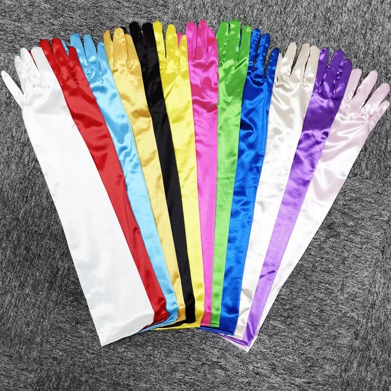 Women Multicolor 55CM Long Satin Ceremonial Gloves Elegant Retro Party Prom Cosplay Bridal Wedding Dress Fashion Accessories