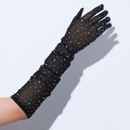 Women Sexy Thin Hollow Flash Drilling Elasticity Lace Mesh Long Gloves Cosplay Halloween Party Nightclub Pole Dance Accessories