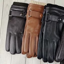 Touch Screen Leather Sheepskin Gloves Men's Winter Thickening Warmth Motorcycle Driving Fashion 2026 New Brown Finger Gloves