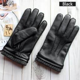 Touch Screen Leather Sheepskin Gloves Men's Winter Thickening Warmth Motorcycle Driving Fashion 2026 New Brown Finger Gloves