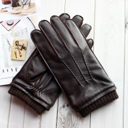 Touch Screen Leather Sheepskin Gloves Men's Winter Thickening Warmth Motorcycle Driving Fashion 2026 New Brown Finger Gloves