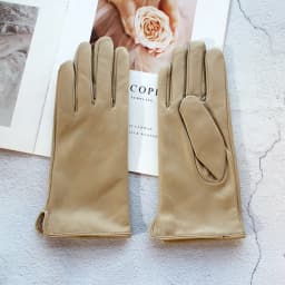 Color Sheepskin Leather Gloves Women's Straight Style Wool Lining Fall/Winter Warm Motorcycle Riding Car Driving Finger Gloves