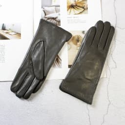 Color Sheepskin Leather Gloves Women's Straight Style Wool Lining Fall/Winter Warm Motorcycle Riding Car Driving Finger Gloves