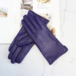 Color Sheepskin Leather Gloves Women's Straight Style Wool Lining Fall/Winter Warm Motorcycle Riding Car Driving Finger Gloves