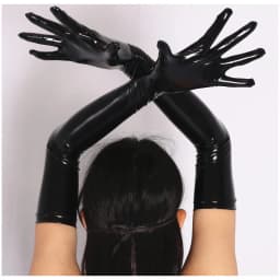 S-XXL Anti Slip Wet Look PVC Long Hand Gloves Shiny PU Leather Guantes Cosplay Performance Mitten Eldiven Mitts Luvas Handschuhe