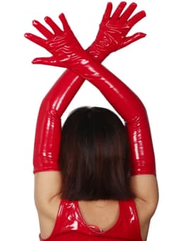 S-XXL Anti Slip Wet Look PVC Long Hand Gloves Shiny PU Leather Guantes Cosplay Performance Mitten Eldiven Mitts Luvas Handschuhe