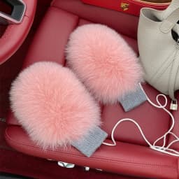 New Women 100% Real Knitted Thick Genuine Fox Fur Mittens Winter Warm Lady Real Fur Gloves Knit Fur Mitten