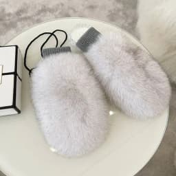 New Women 100% Real Knitted Thick Genuine Fox Fur Mittens Winter Warm Lady Real Fur Gloves Knit Fur Mitten