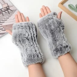 New Arrival Female Natural Rabbit Fur Gloves Knitted Warm Real Rex Rabbit Fur Mittens Women Winter Outdoor Rex Rabbit Fur Gloves