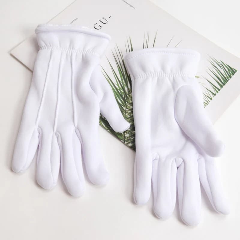 Men Women's Winter Thicken Gloves Thermal Warm White Color Cotton Etiquette Formal Tuxedo Uniform Gloves Cycling Bike Mittens