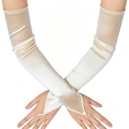 48cm Women Satin Hook Finger Long Fingerless Gloves Solid Retro Style Opera Evening Dress Accessories Etiquette High Elasticity