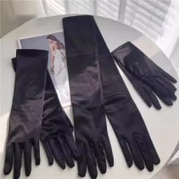 3 Lengths 23 cm 38 cm 55 cn Solid Black White Satin Gloves Women Elegant Etiquette Evening Bride Dress Wedding Opera Elbow Glove