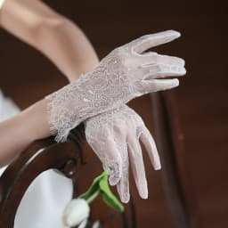 Bridal Wedding Elegant White Hollow Lace Eyelash Edge Short Gloves Women Prom Opera Dinner Dress Party Cosplay Mesh Gloves
