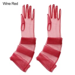 Women Sexy Lace Gloves White Mesh Tulle Gloves Lady Vintage Wedding Mittens For Lady Driving Gloves Thin Elbow Long Gloves