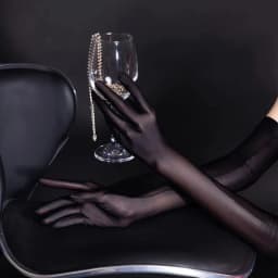 Women Sexy Smooth Oil Glossy Long Gloves Thin Sheer Seamless Mittens High Stretch Tight Stocking Gloves Transparent Accessories