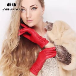2019 fashion new products winter leather gloves short leather gloves women Wrist tightening design winter leather gloves women