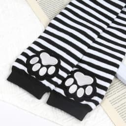 Unisex Black Fingerless Gloves Y2K Gothic Lolita Arm Cover Cute Cat Claw Paw Warmer Striped Sleeves Gloves Long Tube for Women