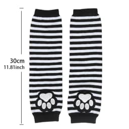 Unisex Black Fingerless Gloves Y2K Gothic Lolita Arm Cover Cute Cat Claw Paw Warmer Striped Sleeves Gloves Long Tube for Women