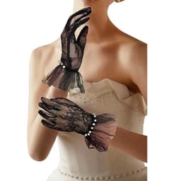Japanese Soft Girl Black White Lace Gloves Girl Gothic Lolita Mesh Bow Flower Lace Gloves Sweet Wristband Maid Cosplay Accessory