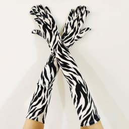 53CM Gold Velvet Fashion Personality Zebra Leopard Print Keep Warm Stage Performance Party Cosplay Soft Women Long Gloves