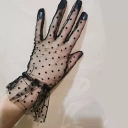 1 Pair Lace Gloves Fashion Autumn Summer Women Short Tulle Stretchy Lotus Leaf Sheers Flexible Mesh Gloves Full Finger