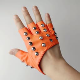 Sexy Men Women Night Club Pole Hip Hop PU Leather Mitten Gothic Rivet Punk Rock Street Break Dance Show Half Finger Glove P42