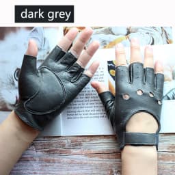 Women's Summer Leather Driving Gloves Fashionable Hollow out Half Finger Thin Motorcycle Riding Short Sheepskin