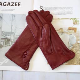 Women's Winter Warm Color Leather Gloves Fashion Striped Style Windproof Sheepskin Velvet Lining Driving Gloves