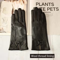 Women's Winter Warm Color Leather Gloves Fashion Striped Style Windproof Sheepskin Velvet Lining Driving Gloves