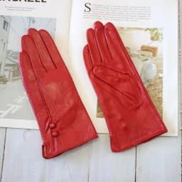 Women's Winter Warm Color Leather Gloves Fashion Striped Style Windproof Sheepskin Velvet Lining Driving Gloves