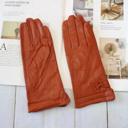 Women's Winter Warm Color Leather Gloves Fashion Striped Style Windproof Sheepskin Velvet Lining Driving Gloves